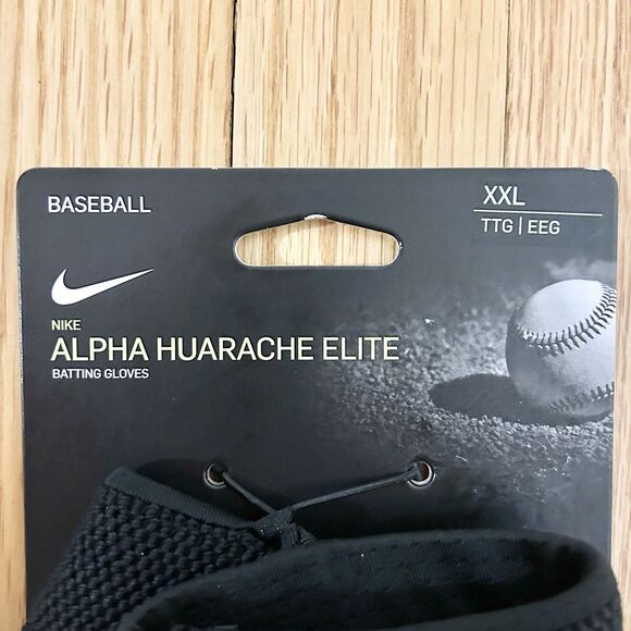 Nike Alpha Huarache Elite Men’s Size 2XL Black White Batting Gloves - Picture 2 of 4